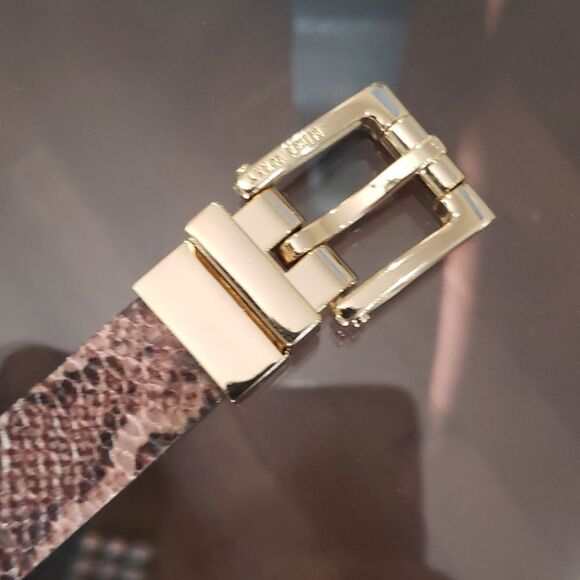 NINE West Snake Print Gold Buckle Belt -> 9W Snake Print Gld Buckle Belt - Picture 1 of 6